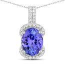 2.51 Carat Genuine Tanzanite and White Diamond 14K White Gold Pendant-1