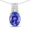 2.03 Carat Genuine Tanzanite and White Diamond 14K White Gold Pendant-1