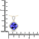2.54 Carat Genuine Tanzanite and White Diamond 14K Yellow Gold Pendant-3