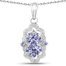 1.03 Carat Genuine Tanzanite & White Topaz .925 Sterling Silver Pendant-4