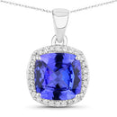 2.65 Carat Genuine Tanzanite and White Diamond 14K White Gold Pendant-1