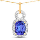 2.23 Carat Genuine Tanzanite and White Diamond 14K Yellow Gold Pendant-1