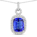 2.25 Carat Genuine Tanzanite and White Diamond 14K White Gold Pendant-1