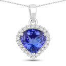 2.53 Carat Genuine Tanzanite and White Diamond 14K White Gold Pendant-1