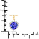 2.66 Carat Genuine Tanzanite and White Diamond 14K Yellow Gold Pendant-3