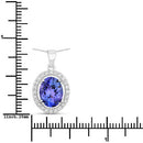 3.21 Carat Genuine Tanzanite and White Diamond 14K White Gold Pendant-3