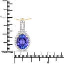 3.74 Carat Genuine Tanzanite and White Diamond 14K Yellow Gold Pendant-3