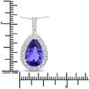 3.13 Carat Genuine Tanzanite and White Diamond 14K White Gold Pendant-3