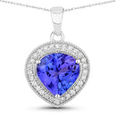 2.58 Carat Genuine Tanzanite and White Diamond 14K White Gold Pendant-1