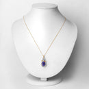 3.91 Carat Genuine Tanzanite and White Diamond 14K Yellow Gold Pendant-2