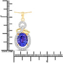 3.91 Carat Genuine Tanzanite and White Diamond 14K Yellow Gold Pendant-3