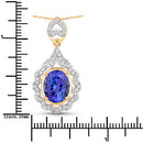 4.40 Carat Genuine Tanzanite and White Diamond 14K Yellow Gold Pendant-3