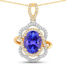 4.61 Carat Genuine Tanzanite and White Diamond 14K White Gold(Two-Tone) Pendant-1