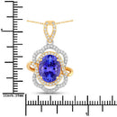 4.61 Carat Genuine Tanzanite and White Diamond 14K White Gold(Two-Tone) Pendant-3
