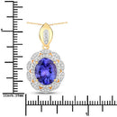 4.13 Carat Genuine Tanzanite and White Diamond 14K Yellow Gold Pendant-3