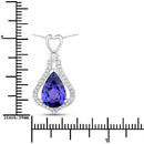 3.30 Carat Genuine Tanzanite and White Diamond 14K White Gold Pendant-3