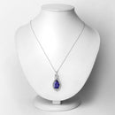 7.11 Carat Genuine Tanzanite and White Diamond 14K White Gold Pendant-2