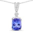 2.41 Carat Genuine Tanzanite and White Diamond 14K White Gold Pendant-1