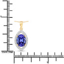2.38 Carat Genuine Tanzanite and White Diamond 14K Yellow Gold Pendant-3