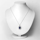 4.82 Carat Genuine Blue Sapphire and White Diamond 14K White Gold Pendant-2