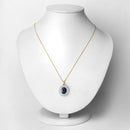 4.82 Carat Genuine Blue Sapphire and White Diamond 14K Yellow Gold Pendant-2