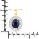 4.82 Carat Genuine Blue Sapphire and White Diamond 14K Yellow Gold Pendant-3