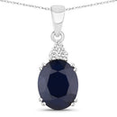 4.41 Carat Genuine Blue Sapphire and White Diamond 14K White Gold Pendant-1