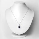 4.41 Carat Genuine Blue Sapphire and White Diamond 14K White Gold Pendant-2