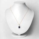 4.41 Carat Genuine Blue Sapphire and White Diamond 14K Yellow Gold Pendant-2