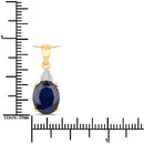 4.41 Carat Genuine Blue Sapphire and White Diamond 14K Yellow Gold Pendant-3