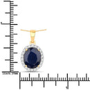 4.63 Carat Genuine Blue Sapphire and White Diamond 14K Yellow Gold Pendant-3