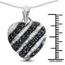 1.55 Carat Genuine Blue Sapphire and White Topaz .925 Sterling Silver Pendant-6