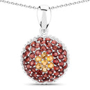 4.57 Carat Genuine Citrine and Garnet .925 Sterling Silver Pendant-5