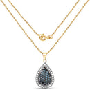 14K Yellow Gold Plated 0.81 Carat Genuine Blue Diamond and White Diamond .925 Sterling Silver Pendant-4