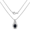 0.98 Carat Genuine Blue Sapphire and White Topaz .925 Sterling Silver Pendant-4
