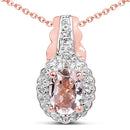 14K Rose Gold Plated 0.73 Carat Genuine Morganite & White Topaz .925 Sterling Silver Pendant-3