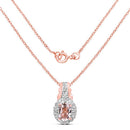 14K Rose Gold Plated 0.73 Carat Genuine Morganite & White Topaz .925 Sterling Silver Pendant-4