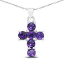 1.44 Carat Genuine Amethyst .925 Sterling Silver Pendant-3
