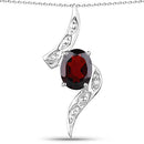 2.02 Carat Genuine Garnet and White Diamond .925 Sterling Silver Pendant-3