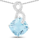 11.95 Carat Genuine Blue Topaz & White Topaz .925 Sterling Silver Pendant-3