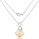 8.81 Carat Genuine Golden Rutile and White Diamond .925 Sterling Silver Pendant-6
