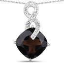 12.36 Carat Genuine Smoky Quartz and White Topaz .925 Sterling Silver Pendant-3