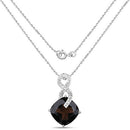 12.36 Carat Genuine Smoky Quartz and White Topaz .925 Sterling Silver Pendant-4