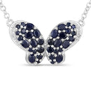 3.83 Carat Genuine Blue Sapphire and White Zircon .925 Sterling Silver Pendant-5