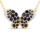 3.83 Carat Genuine Blue Sapphire and White Zircon .925 Sterling Silver Pendant-5
