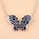 3.83 Carat Genuine Blue Sapphire and White Zircon .925 Sterling Silver Pendant-9