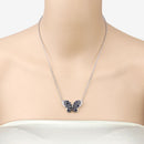 3.83 Carat Genuine Blue Sapphire and White Zircon .925 Sterling Silver Pendant-10