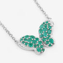 2.80 Carat Genuine Emerald and White Zircon .925 Sterling Silver Pendant-8