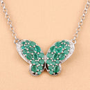 2.80 Carat Genuine Emerald and White Zircon .925 Sterling Silver Pendant-9