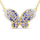 3.31 Carat Genuine Tanzanite and White Zircon .925 Sterling Silver Pendant-5